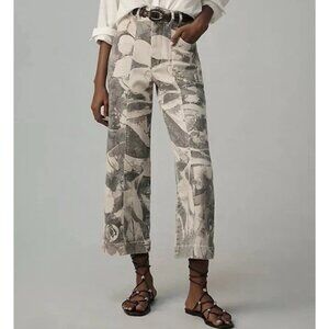 Pilcro Gray and Cream Abstract Women's Flare Jeans